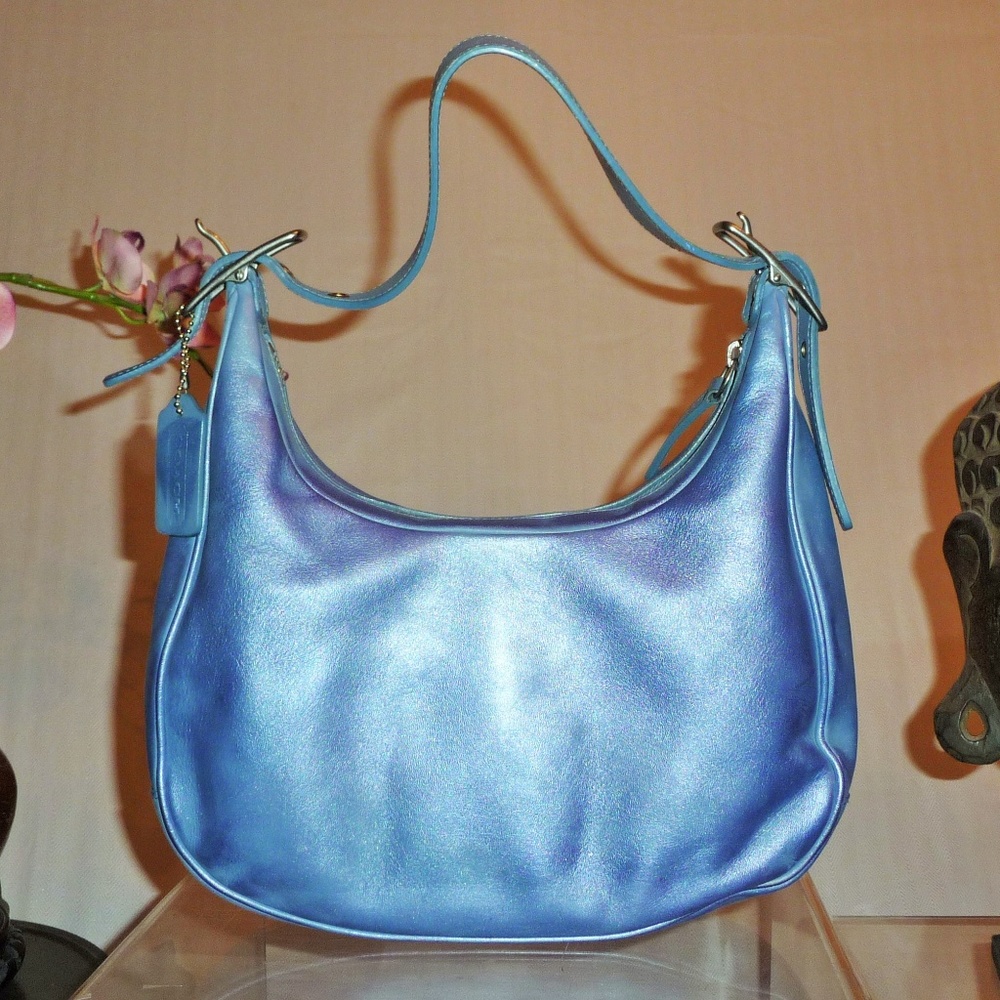 COACH  ZOE # 9342 Mettalic Periwinkle Shoulder Bag